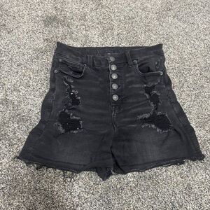American Eagle Outfitters Black Ripped Jean Shorts